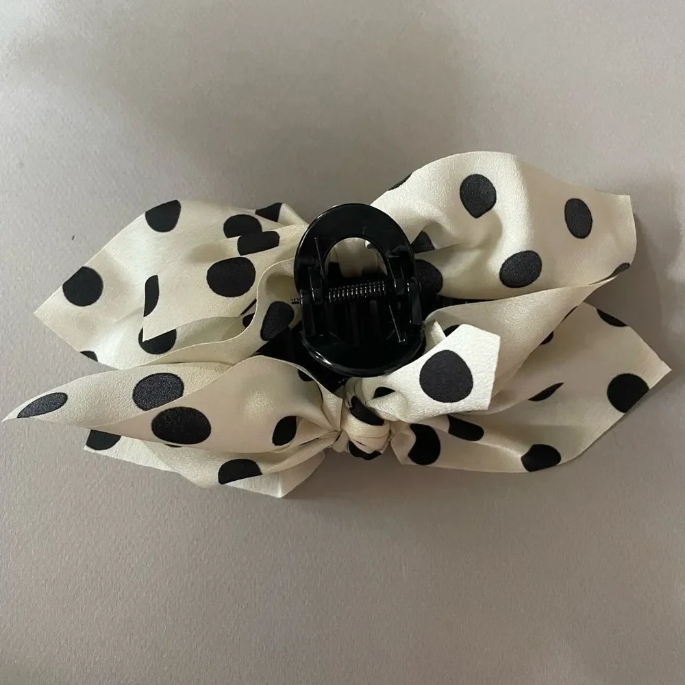 Polka Dot Hair Bow Clip N1455